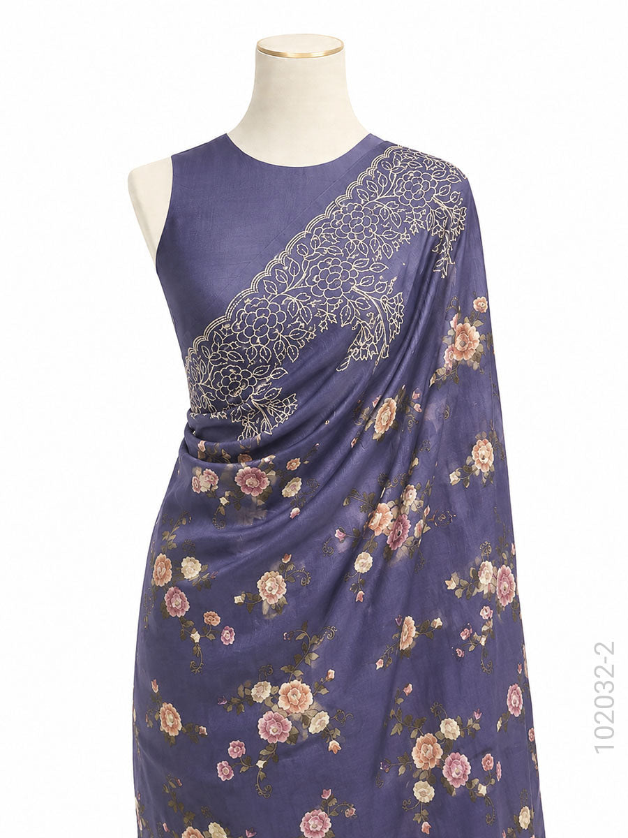 Kora Organza Embroidery Work Floral Banarasi Saree