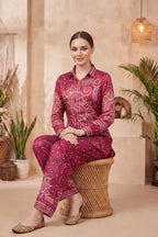 Hot Pink Crepe Silk Bandhani Print Co Ord Set