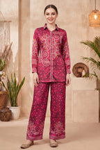 Hot Pink Crepe Silk Bandhani Print Co Ord Set