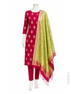 Mercerized Cotton Zari Buta Work Banarasi Suit With Masrise Cotton Dupatta