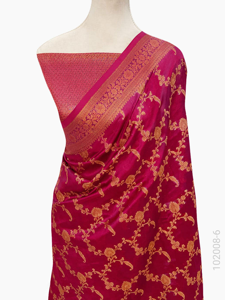 Soft Silk Zari Work Jaal Banarasi Saree