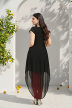 Ravishing Black Georgette Tunic with Red Thread Work