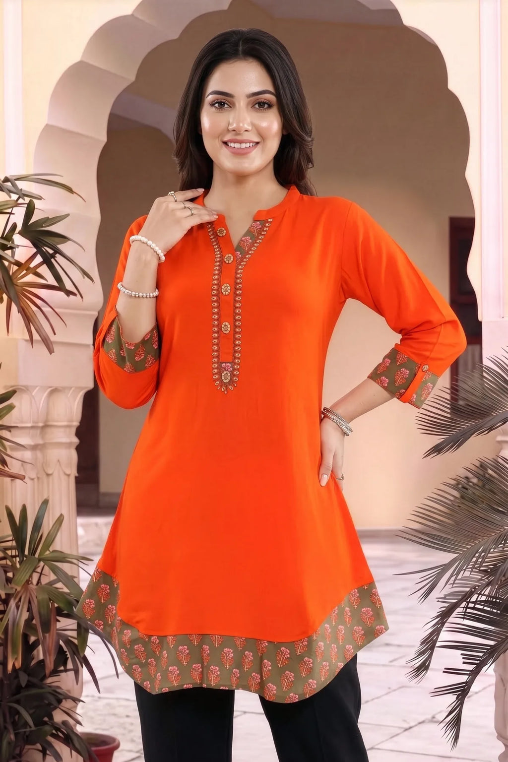 Rayon Designer Embroidery Tunic for Women