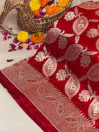 Katan Silk Zari Work Jaal Banarasi Saree