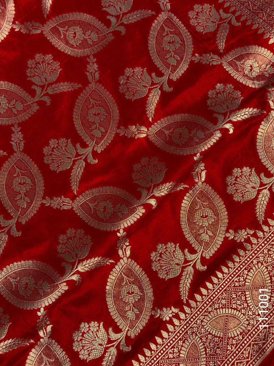 Katan Silk Zari Work Jaal Banarasi Saree