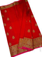 Red Zari Work Banarasi Saree in Cotton Silk