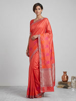 Red Zari Work Banarasi Saree in Cotton Silk