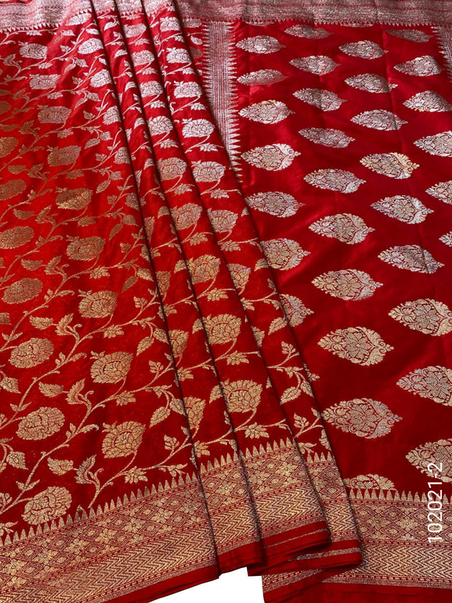 Katan Silk Zari Work Jaal Banarasi Saree