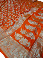 Katan Silk Zari Work Jaal Banarasi Saree