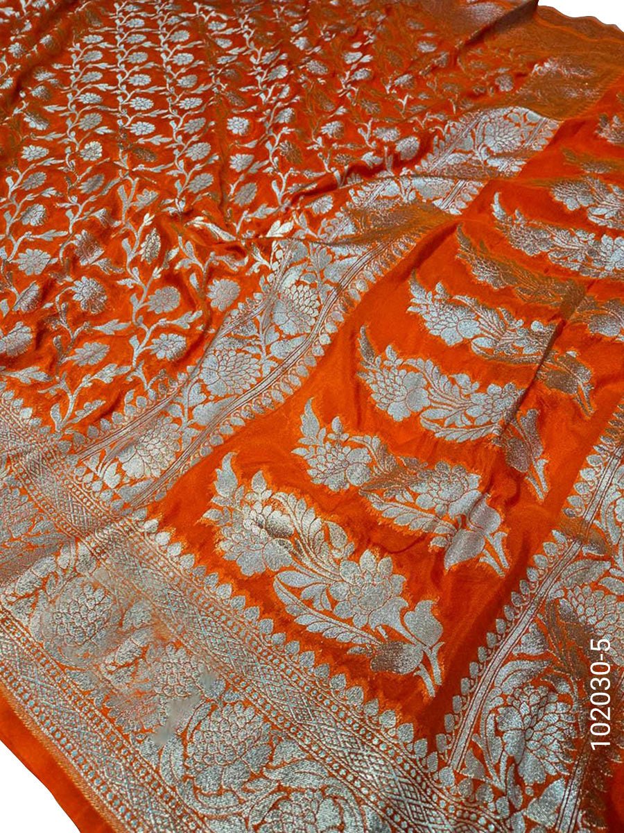 Katan Silk Zari Work Jaal Banarasi Saree