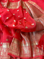 Kora Organza Zari Work Dollar Buti Banarasi Saree