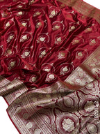 Mashru Silk Zari Work Jaal Banarasi Saree