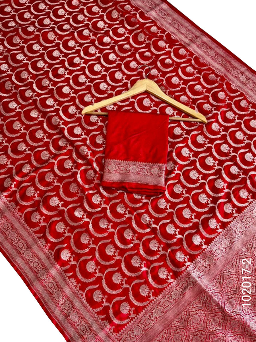 Mashru Silk Zari Work Jaal Banarasi Saree