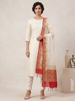 Mercerized Cotton Zari Buti Work Banarasi Suit With Cotton Dupatta