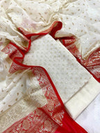 Mercerized Cotton Zari Buti Work Banarasi Suit With Cotton Dupatta