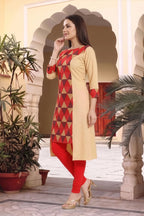 Maroon Beige Poly Crepe Designer Cut Casual Tunic