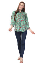 Pista Green Short Tunic in Poly Crepe