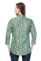 Pista Green Short Tunic in Poly Crepe
