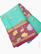 Cotton Embroidery Work Kota Checks Banarasi Saree