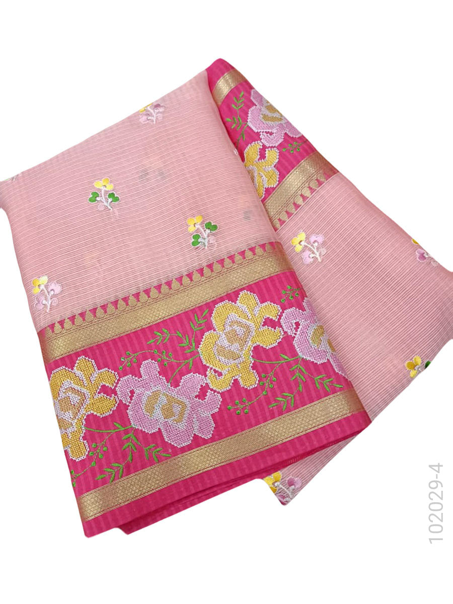 Cotton Embroidery Work Kota Checks Banarasi Saree