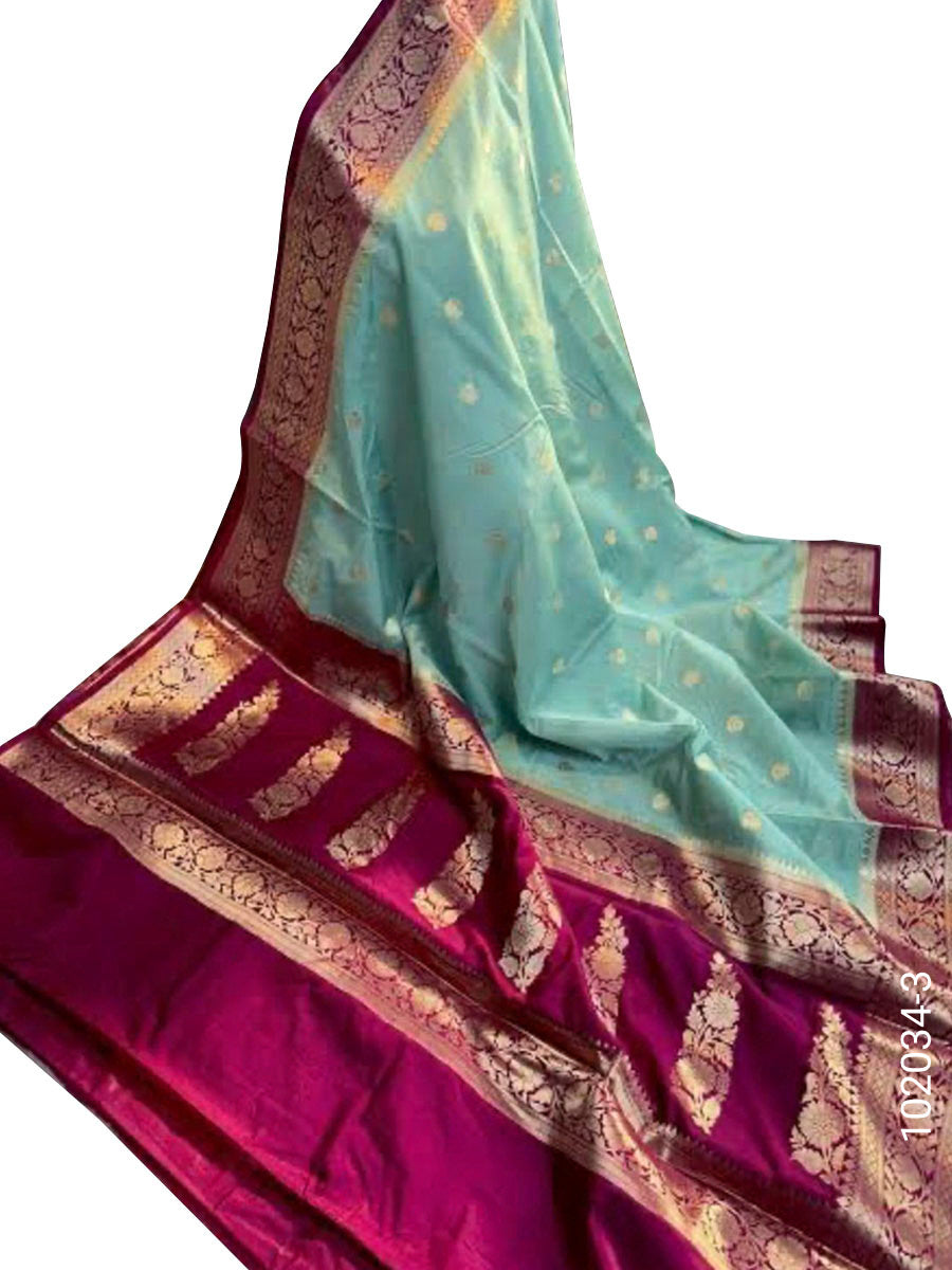 Kora Organza Zari Work Buti Banarasi Saree