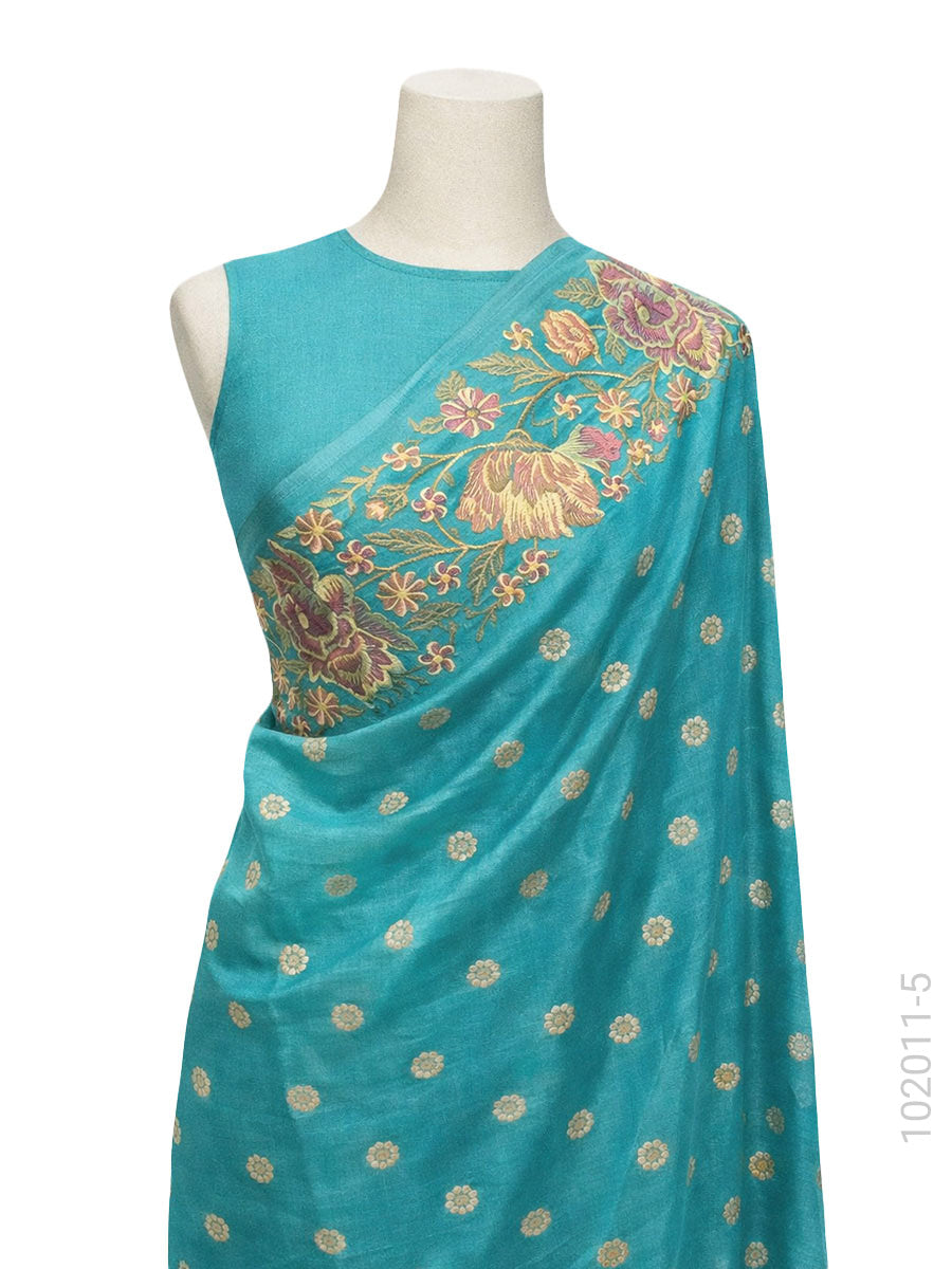 Kora Organza Embroidery Work Designer Banarasi Saree