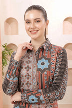 Black Modal Silk Tunic with Abstract Geometric Print