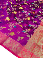 Cotton Resham and Zari Work Jaal Banarasi Saree