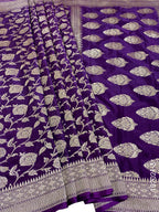 Katan Silk Zari Work Jaal Banarasi Saree
