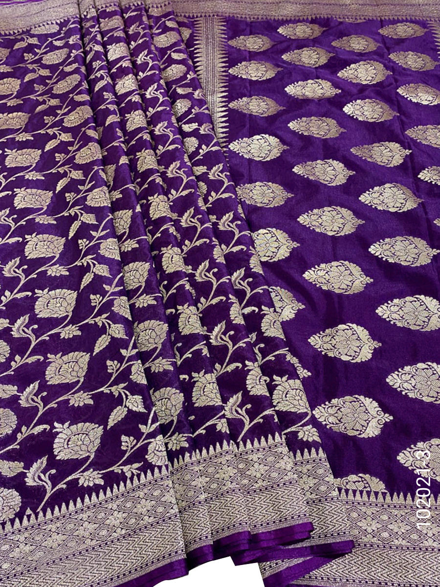 Katan Silk Zari Work Jaal Banarasi Saree