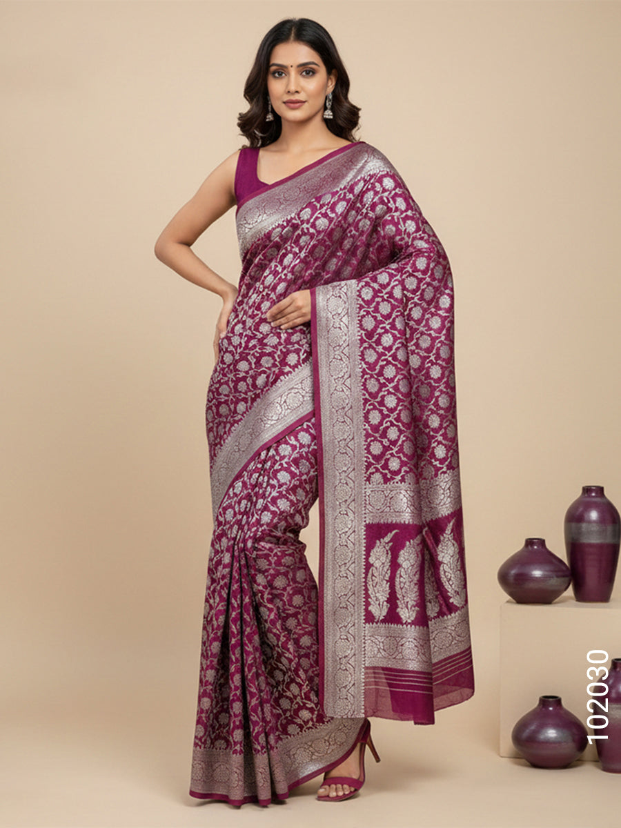 Katan Silk Zari Work Jaal Banarasi Saree