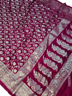 Katan Silk Zari Work Jaal Banarasi Saree