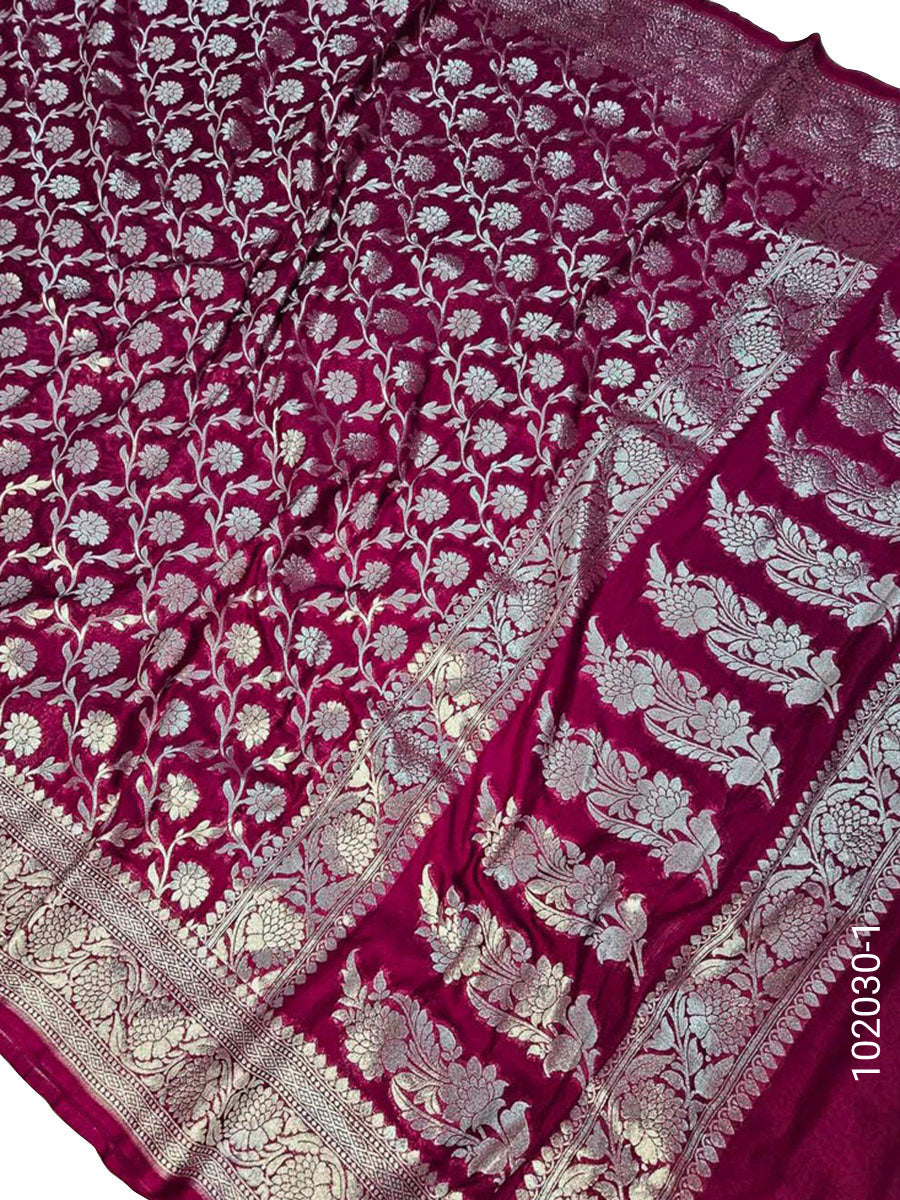 Katan Silk Zari Work Jaal Banarasi Saree
