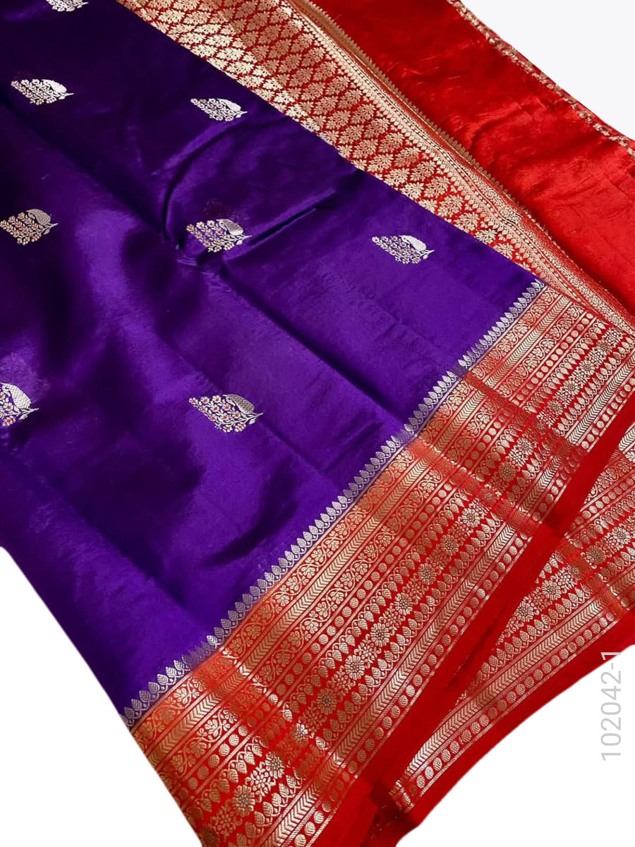 Katan Silk Zari Work Buti Banarasi Saree