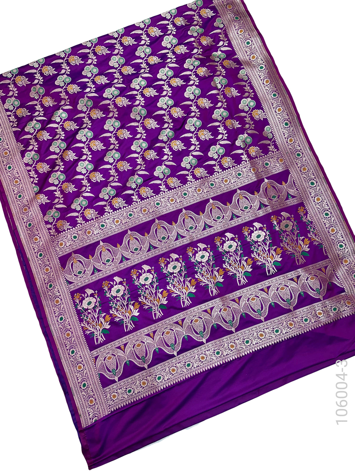 Mashru Silk Resham and Zari Alfi Jaal Work Banarasi Saree
