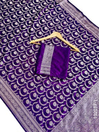 Mashru Silk Zari Work Jaal Banarasi Saree