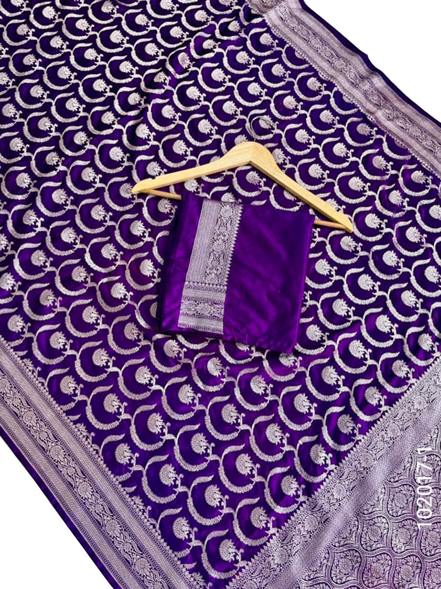 Mashru Silk Zari Work Jaal Banarasi Saree