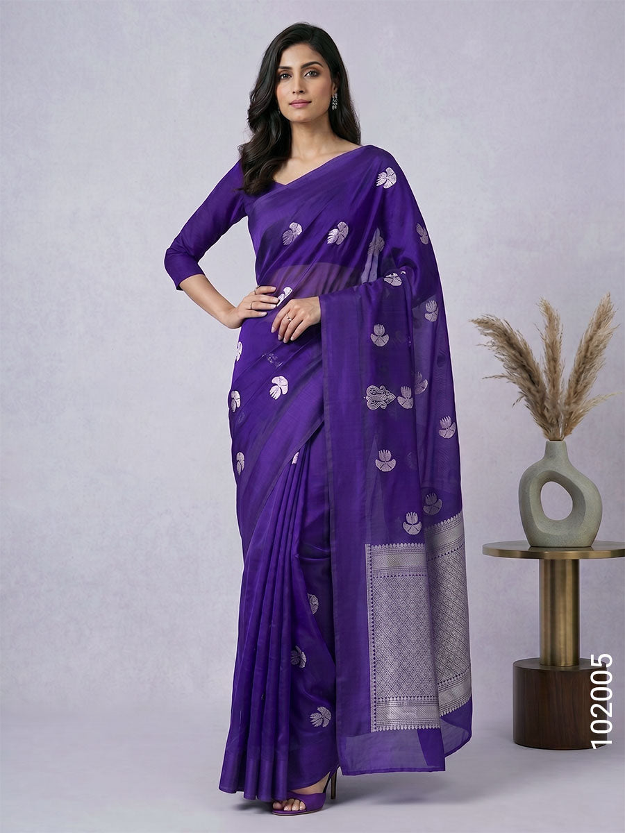 Kora Organza Zari Work Buta Banarasi Saree