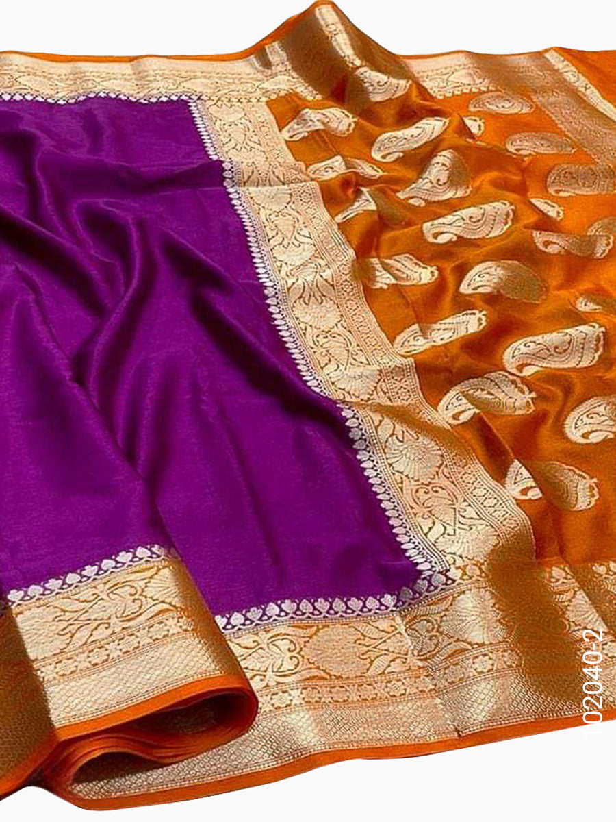 Soft Silk Zari Work Plain Banarasi Saree