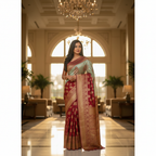 Women Saree Red & Green