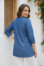 Denim Blue Short Kurti with Ban Collar